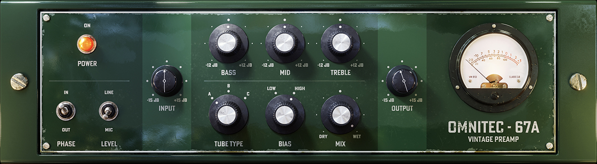 OmniTec-67A Vintage Reverb Plug-in Frontplate