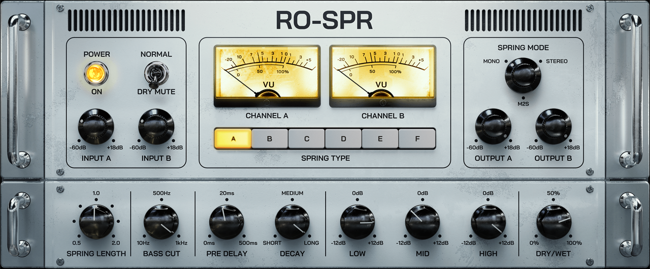 RO-SPR Spring Reverb Plug-in Frontplate