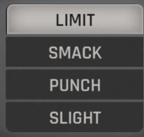 Compress preset selector showing Limit, Smack, Punch and Slight