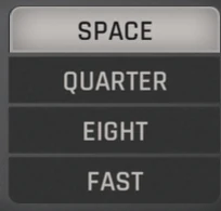 Echo preset selector showing Space, Quarter, Eight and Fast