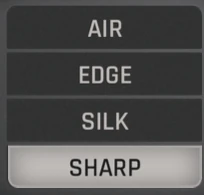 High End preset selector showing Air, Edge, Silk and Sharp