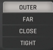 Width preset selector showing Outer, Far, Close and Tight